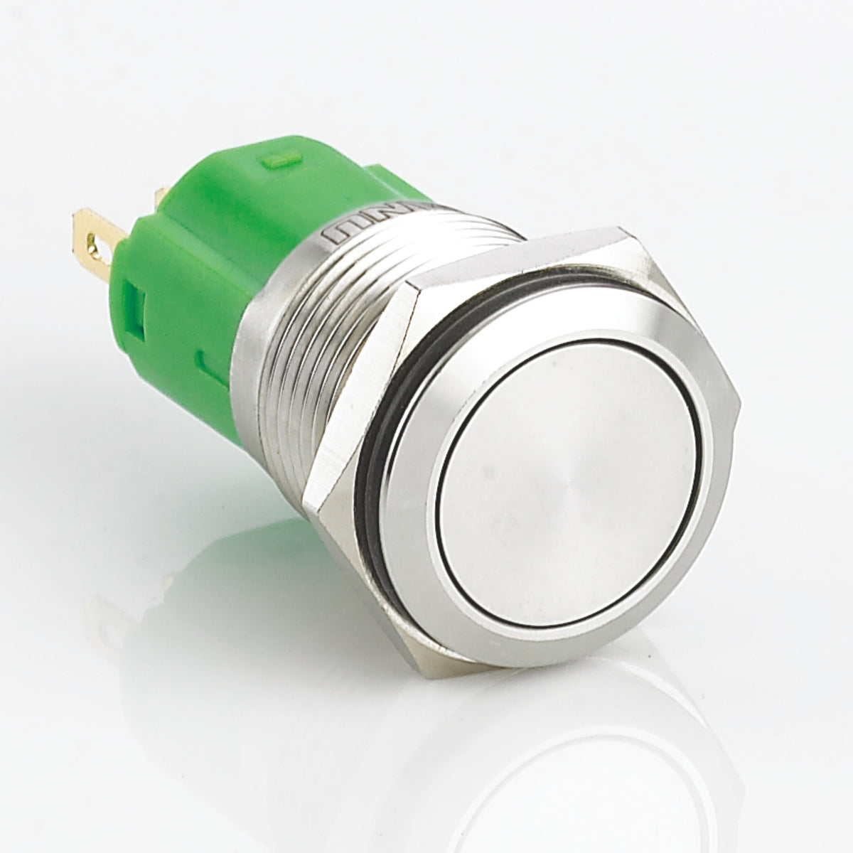 16mm Metal Push Button Switch Momentary Flat Head Stainless Steel Soldering Pin 1 Normally-Open and 1 Normally-Closed