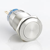 19mm Metal Push Button Switch Flat Head Momentary Flat Head Stainless Steel Soldering Pin 1 Normally-Open and 1 Normally-Closed