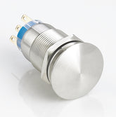 19mm Metal Push Button Switch Momentary Mushroom Head Stainless Steel Soldering Pin 1 Normally-Open and 1 Normally-Closed