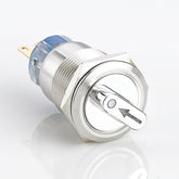 19mm 2-gear Metal Rotary Selector Switch Stainless Steel Soldering Pin 1 Normally-Open and 1 Normally-Closed