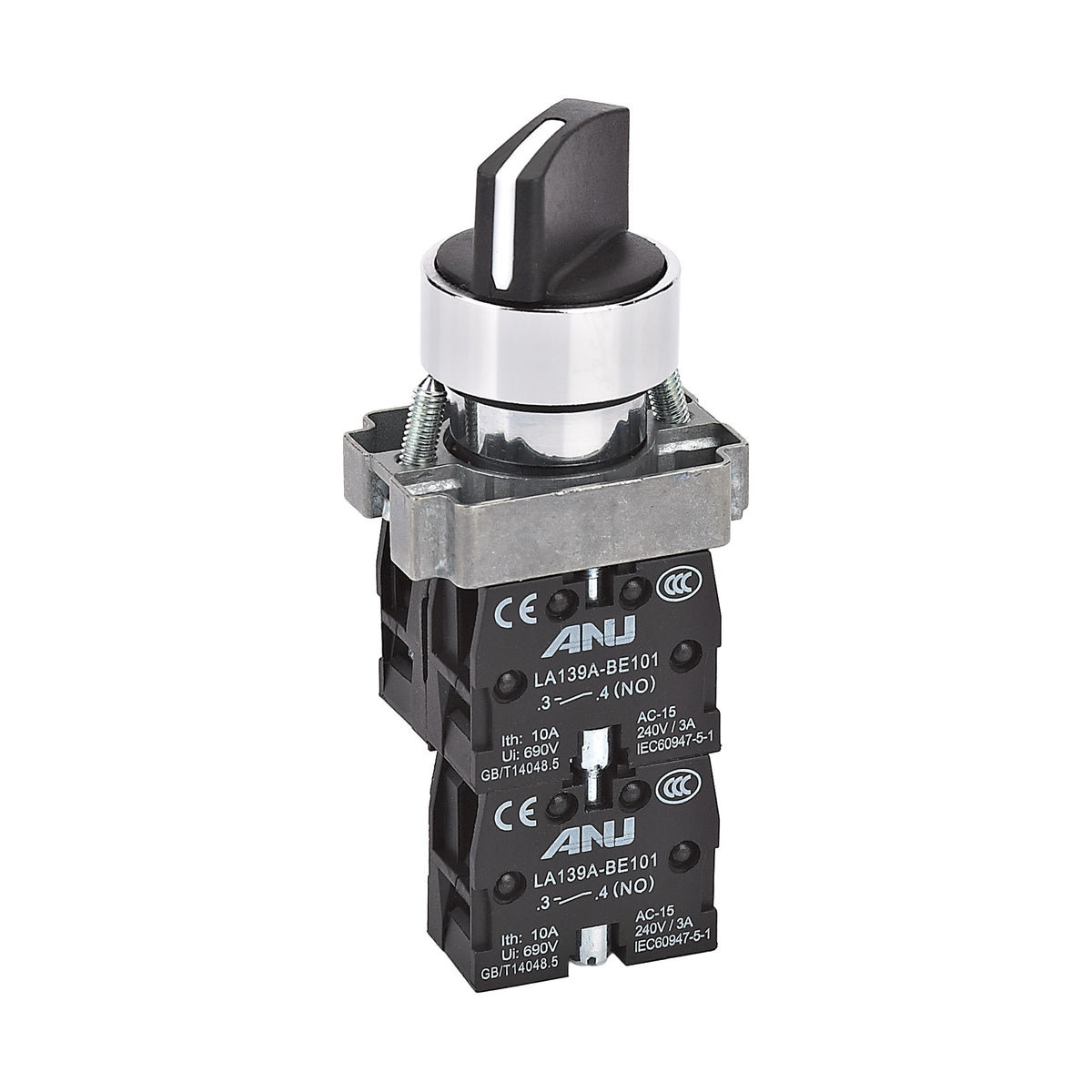 Selector Switch Black 2NO+1NC