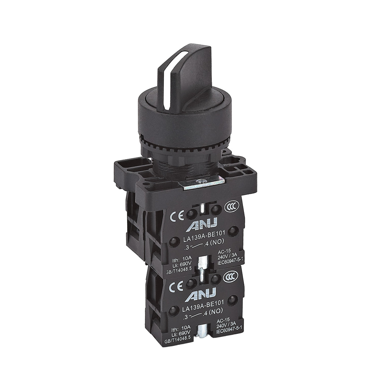 Selector Switch Black 2NO+1NC