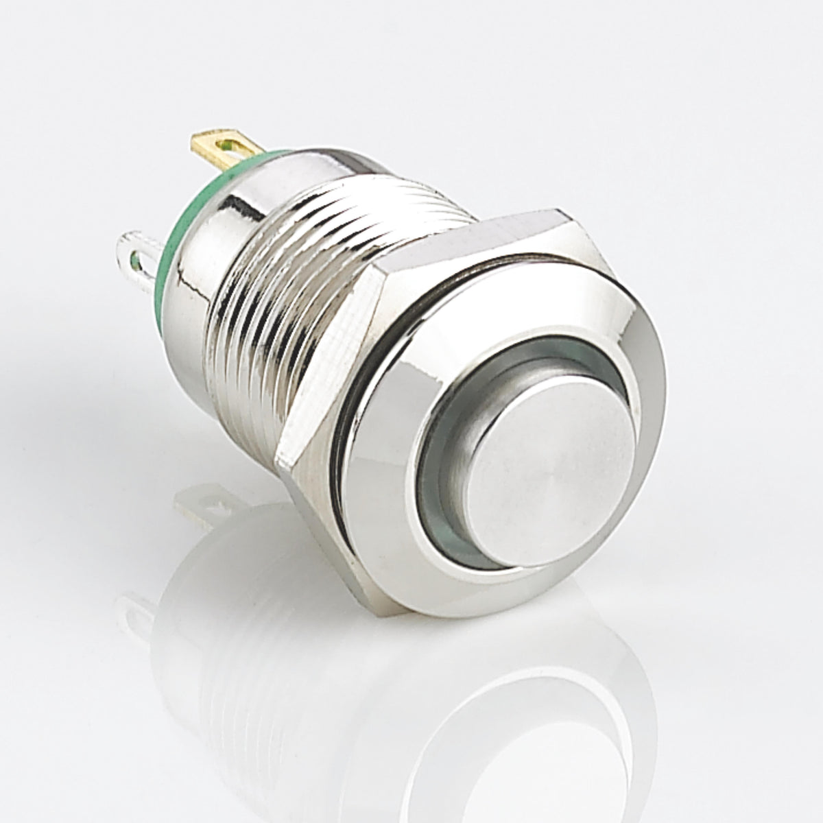 12mm Waterproof Metal Push Button Switch Ring LED Momentary High Head Stainless Steel Soldering Pin 1 Normally-Open