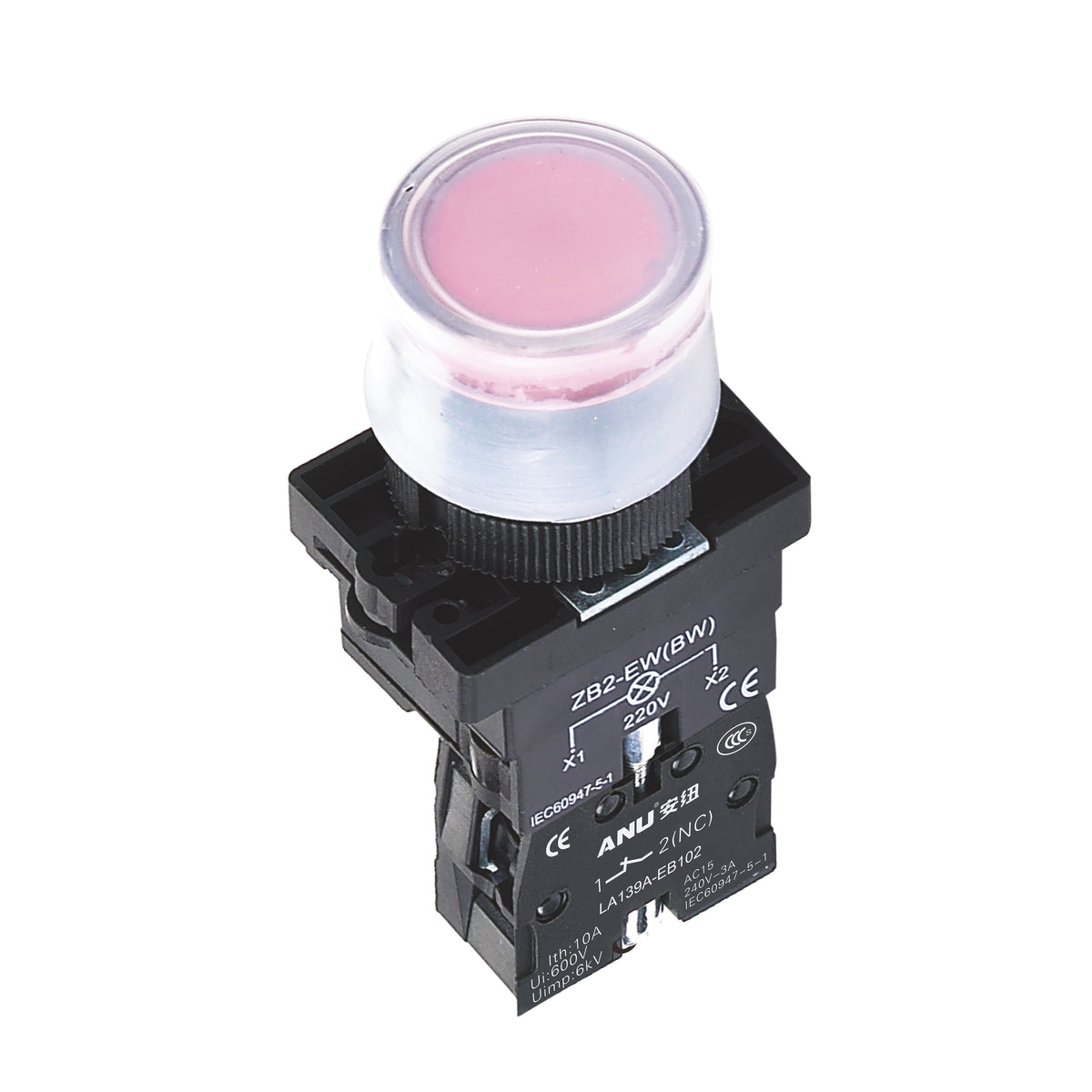 Plastics Push Button Switch Waterproof LED 1 Normally-Open