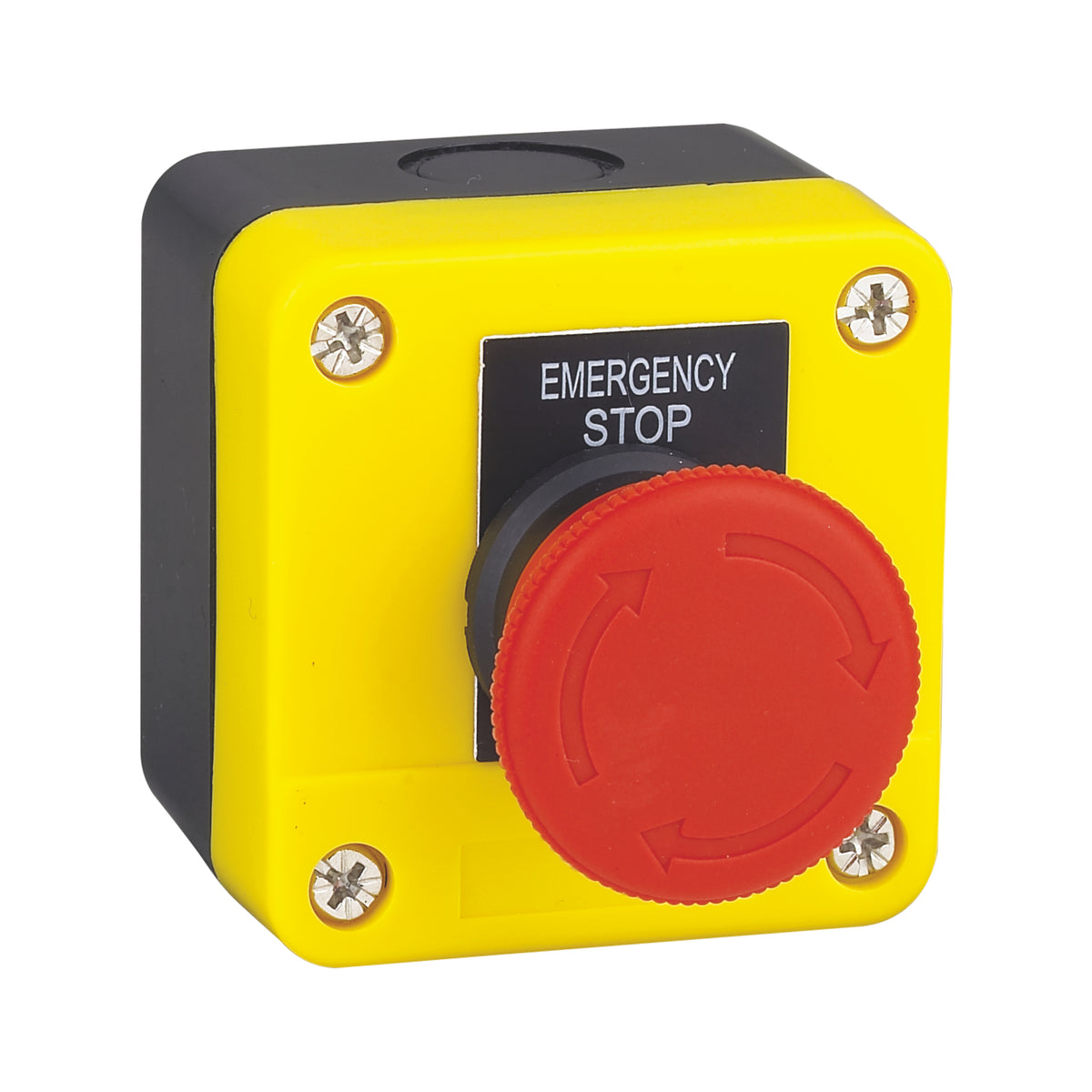 Emergency Stop 1-Hole Push Button Box Yellow Release After Rotation