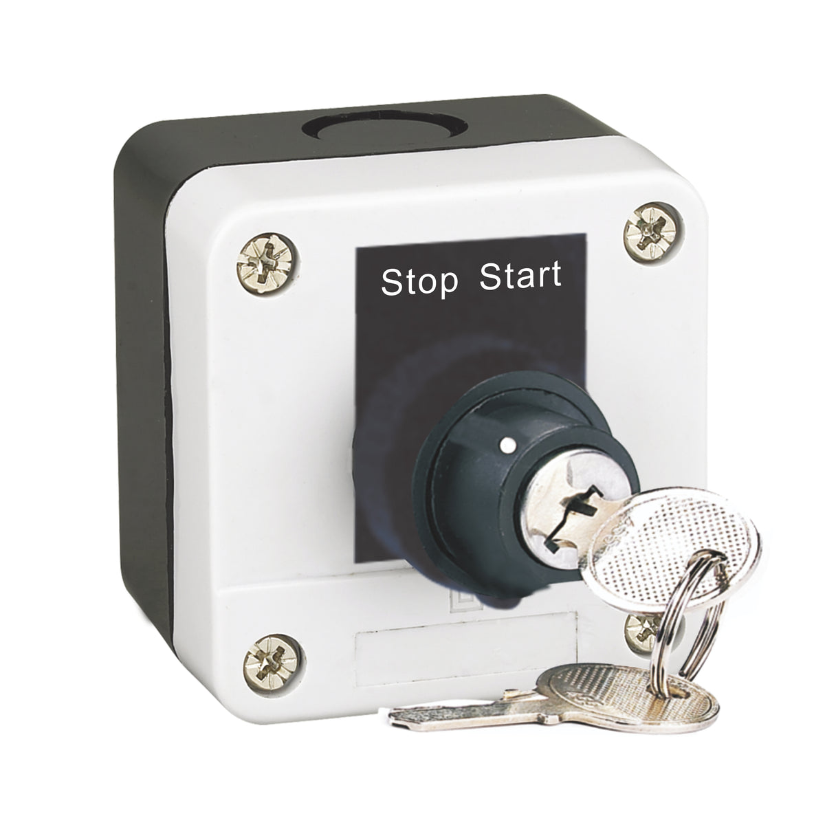 1-Hole Push Button Box with Key Printed 'Stop Start'