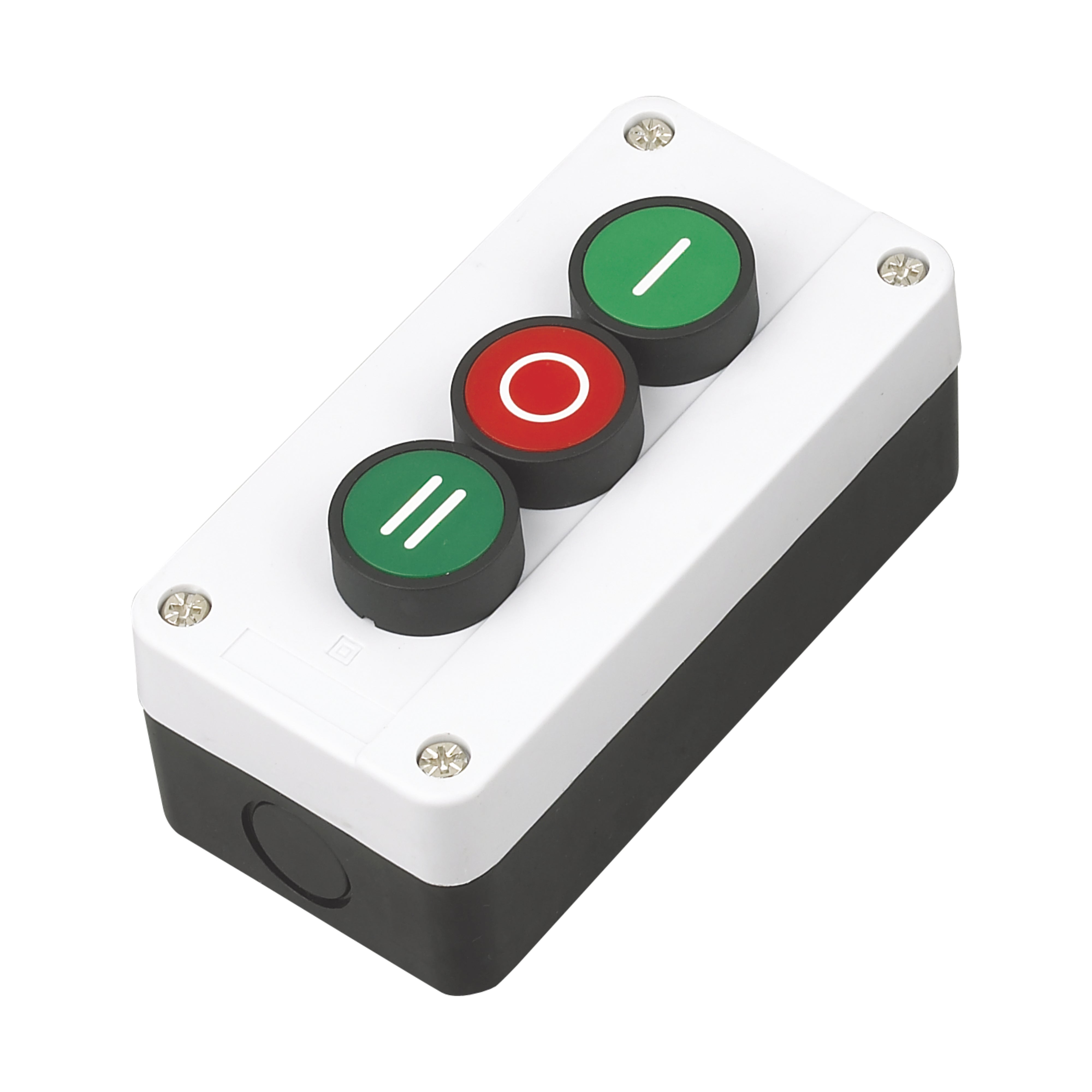3-Button Push Button Box Flat Head Symbols '|' & 'o' & '||'
