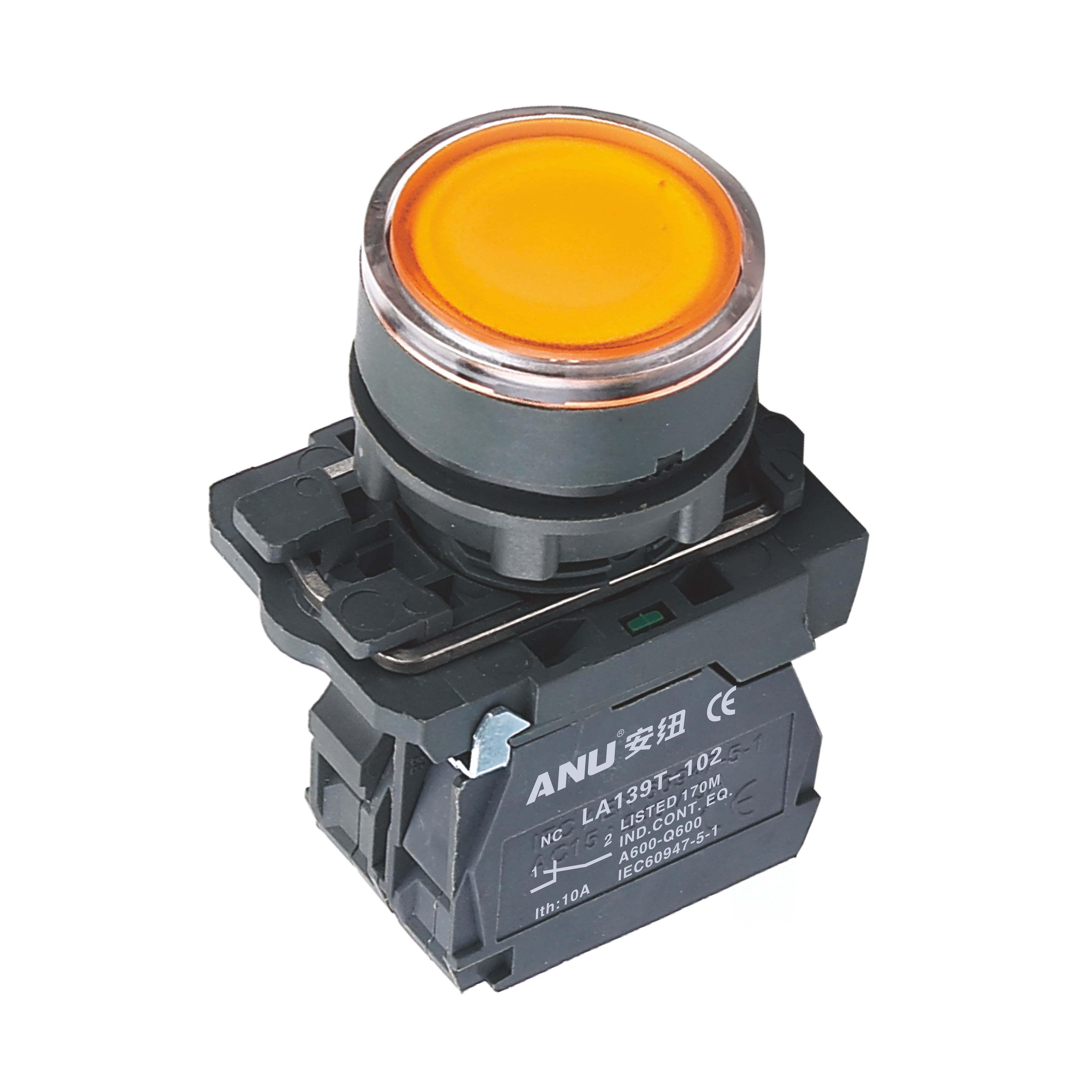 Plastics Push Button Switch Flat Head LED Momentary 1 Normally-Open