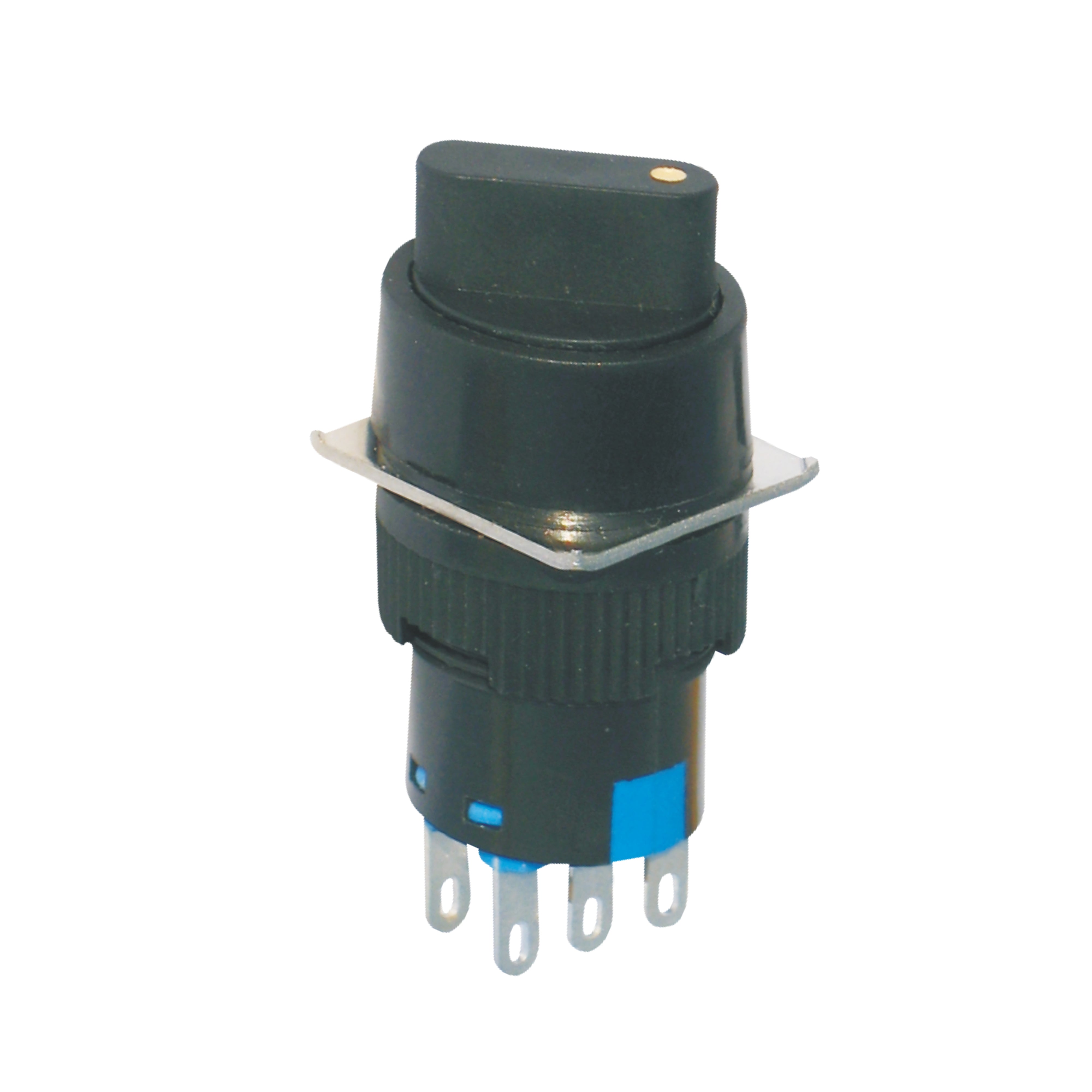 16mm Round Rotary Selector Switch 2-gear Latching 1 Normally-Open and 1 Normally-Closed