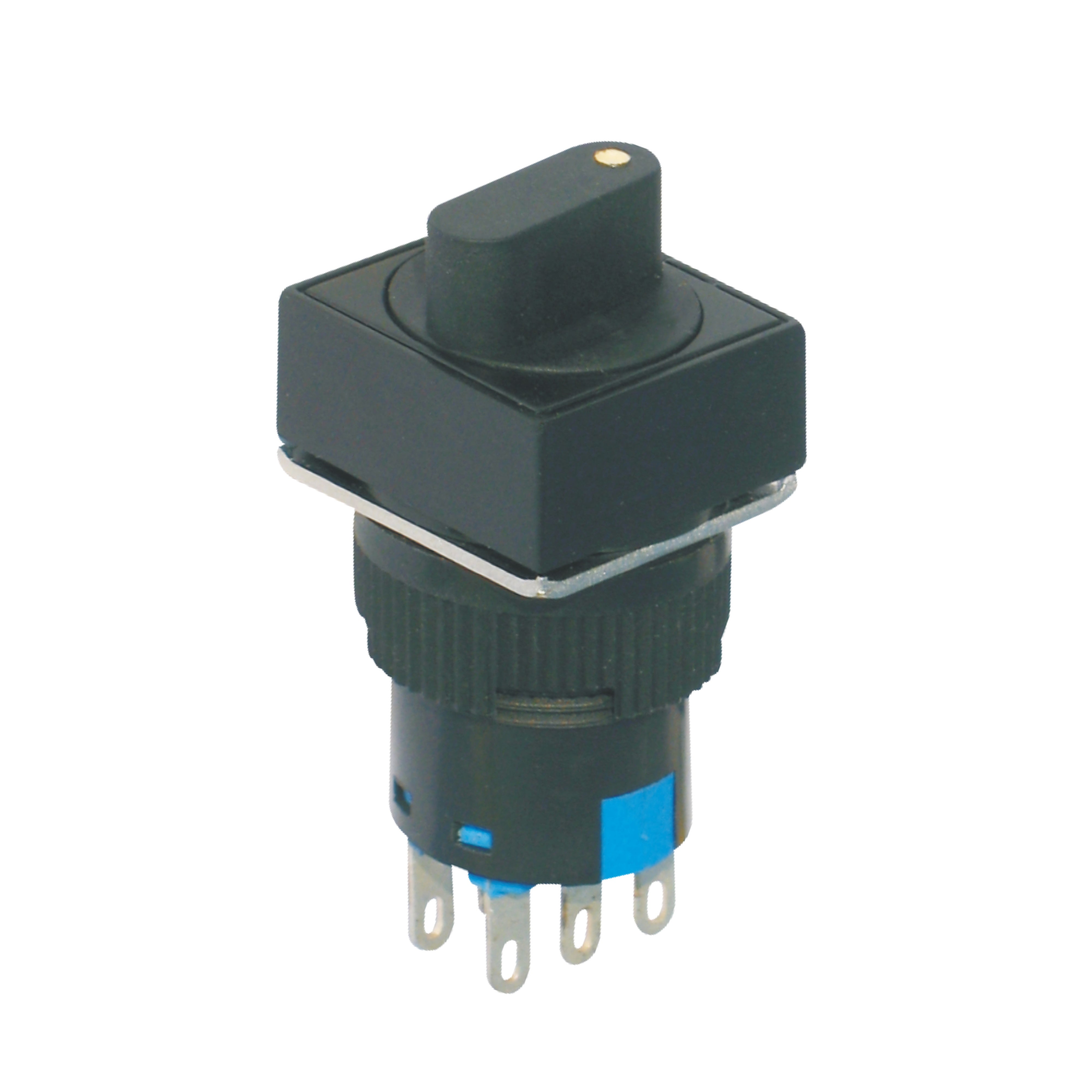 16mm Square Rotary Selector Switch 3-Gear Latching 1 Normally-Open and 1 Normally-Closed