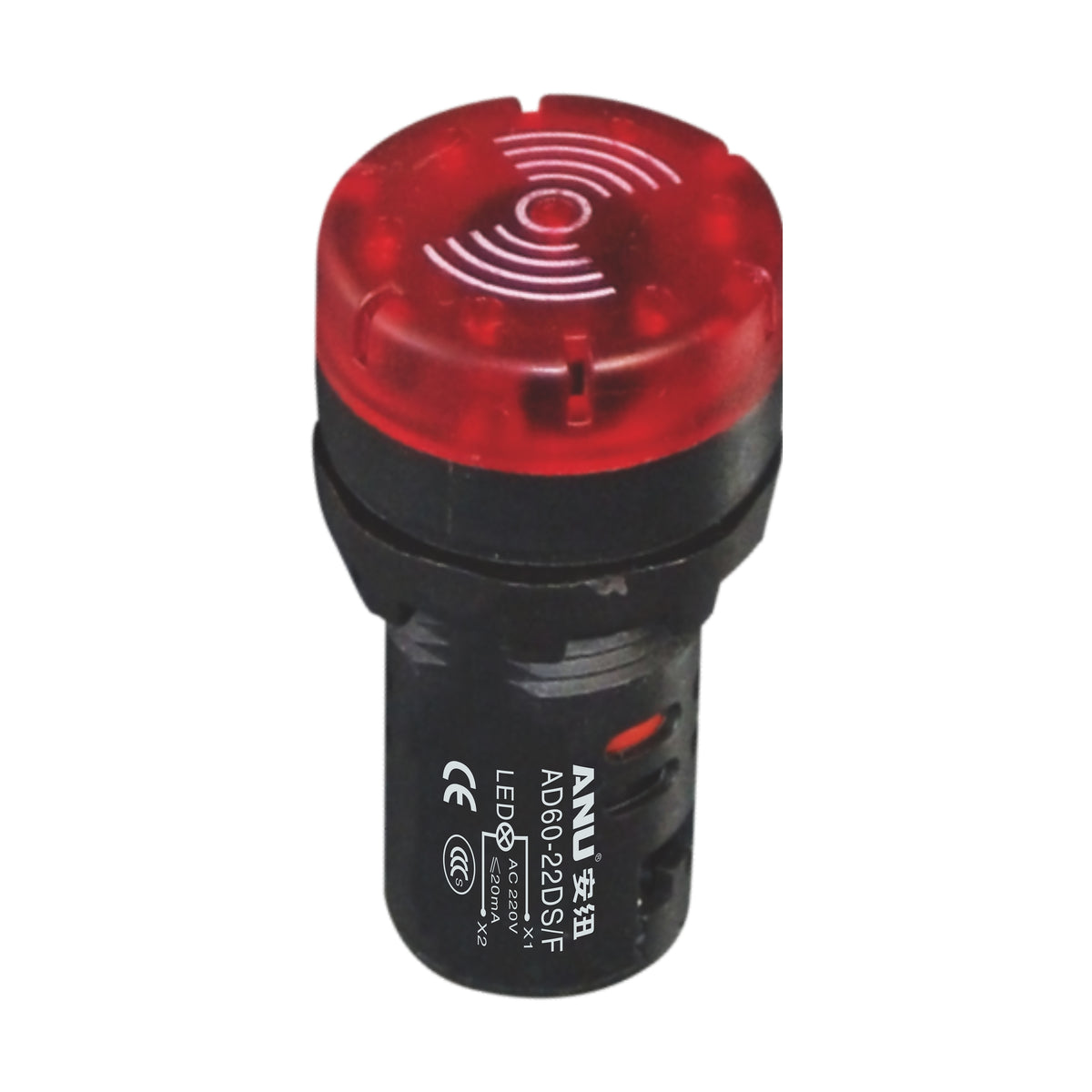 22mm Buzzer with Flashing Black Shell Short Version Red
