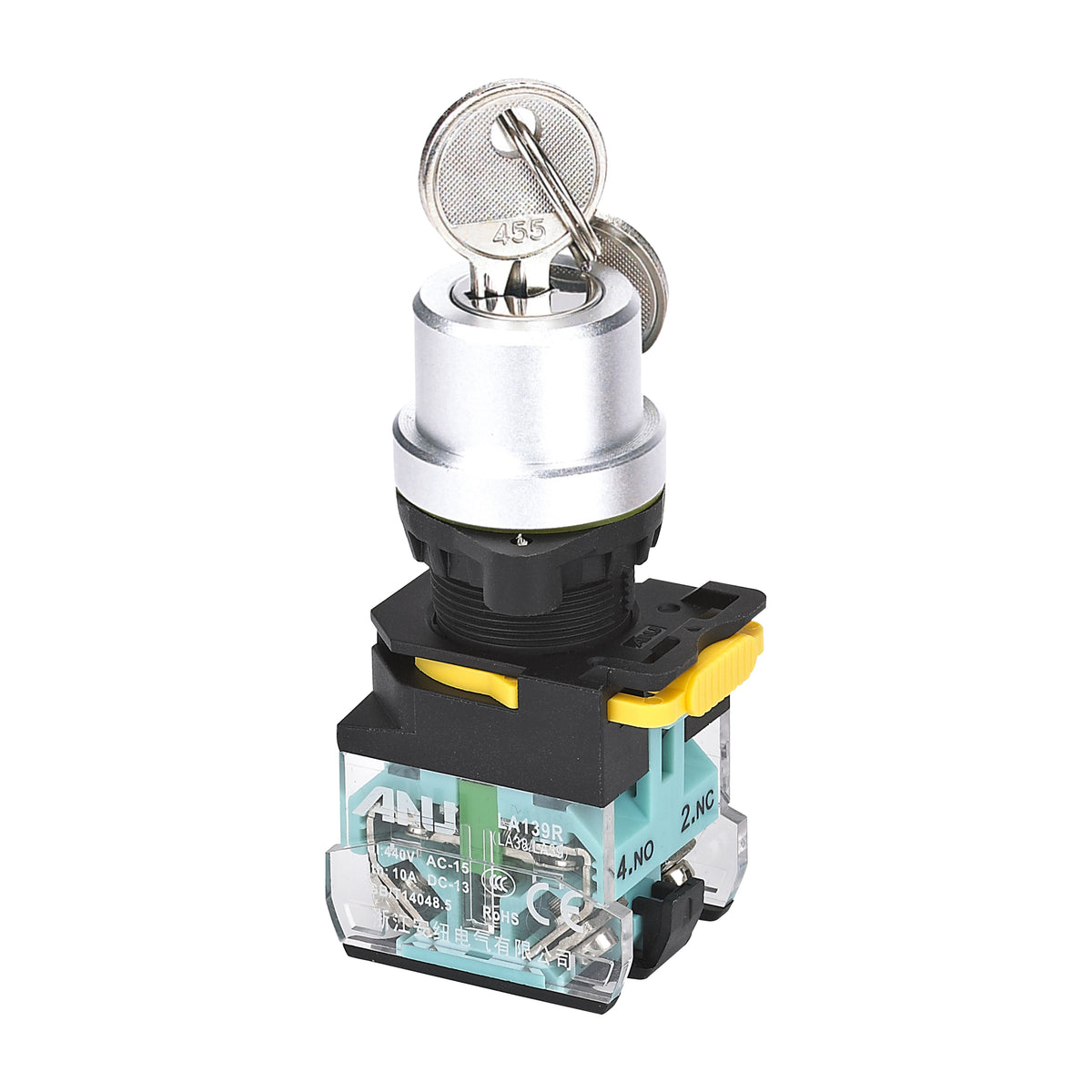 Rotary Selector Switch 2-Gear with Key Latching 1 Normally-Open