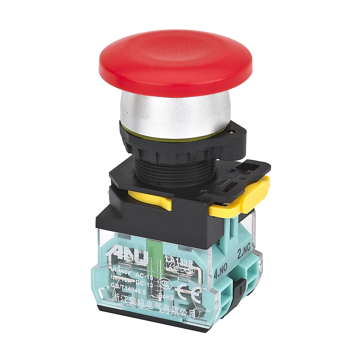 Push Button Switch Plug Terminal Mushroom Momentary Red 1 Normally-Open
